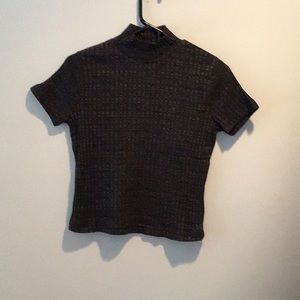 Currants Black Short Sleeved Top Large